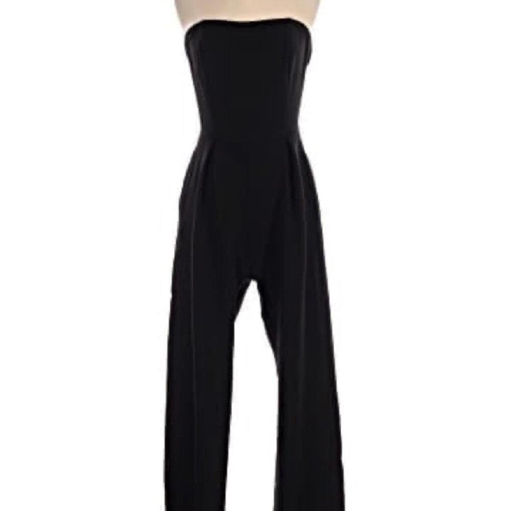 Black Strapless Wide Leg Jumpsuit Minimalist Quite Luxury Elegant Night Out XS